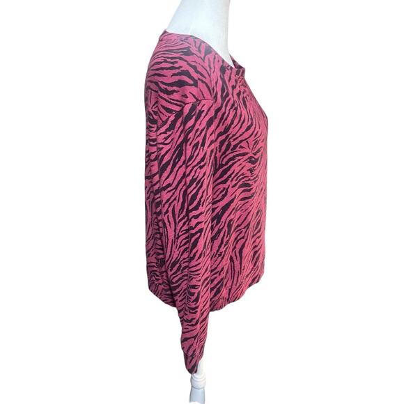 Sundry Womens Red Stonewash Animal Zebra Print Pullover Sweatshirt, Size 0 (XS) - Picture 3 of 8